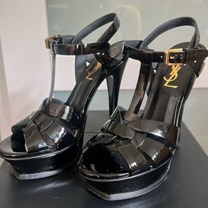 YSL Saint Laurent TRIBUTE PATENT PLATFORM sandals